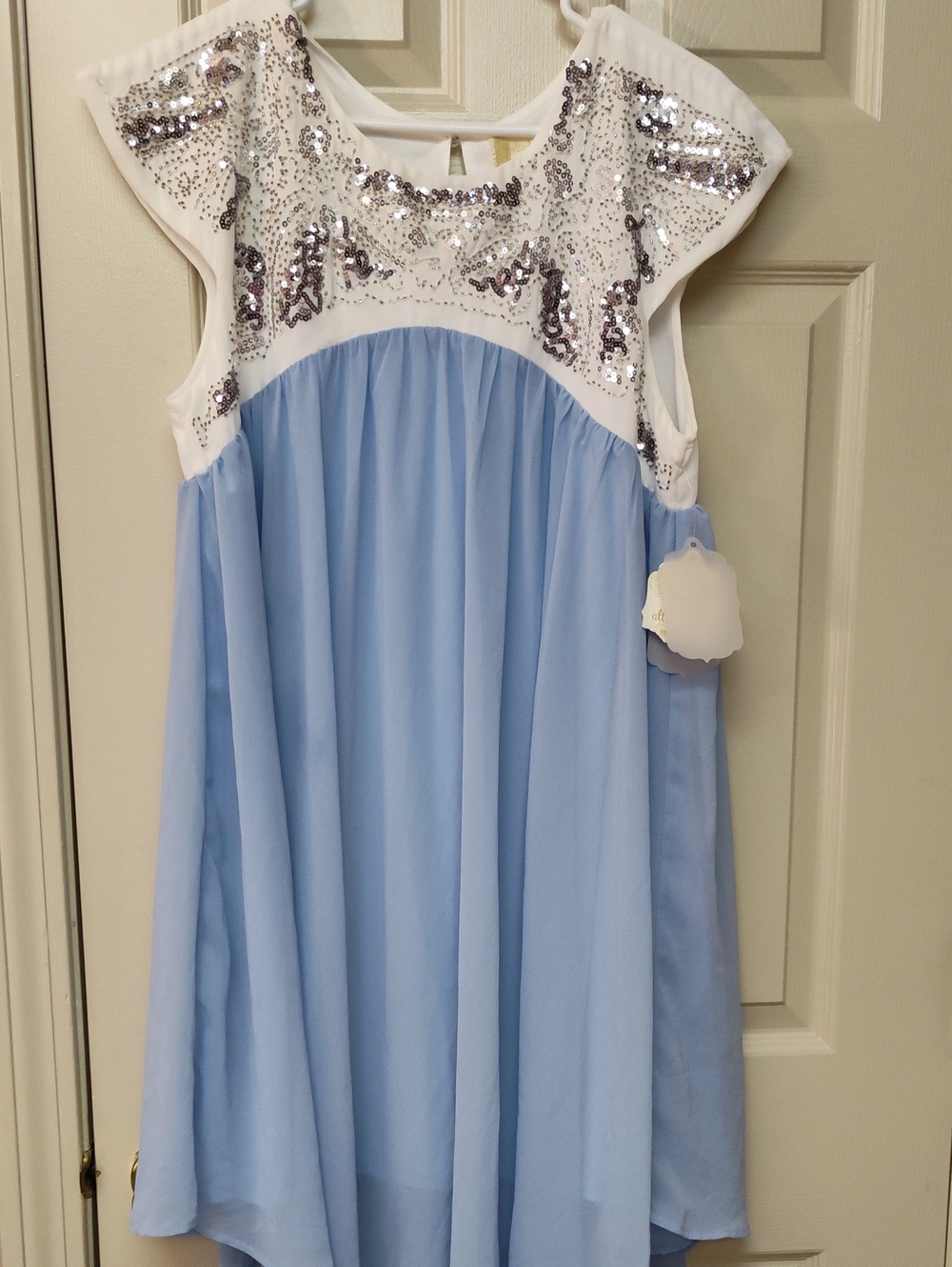 Altar'd State Powder Blue Chiffon Dress Summer Sparkly Embellished